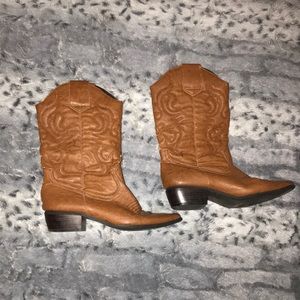 Faux Leather Cowboy Boots